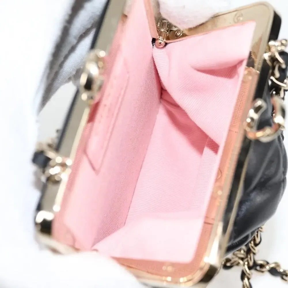 Chanel Matelasse Lambskin Chain Pouch Crossbody Bag Black